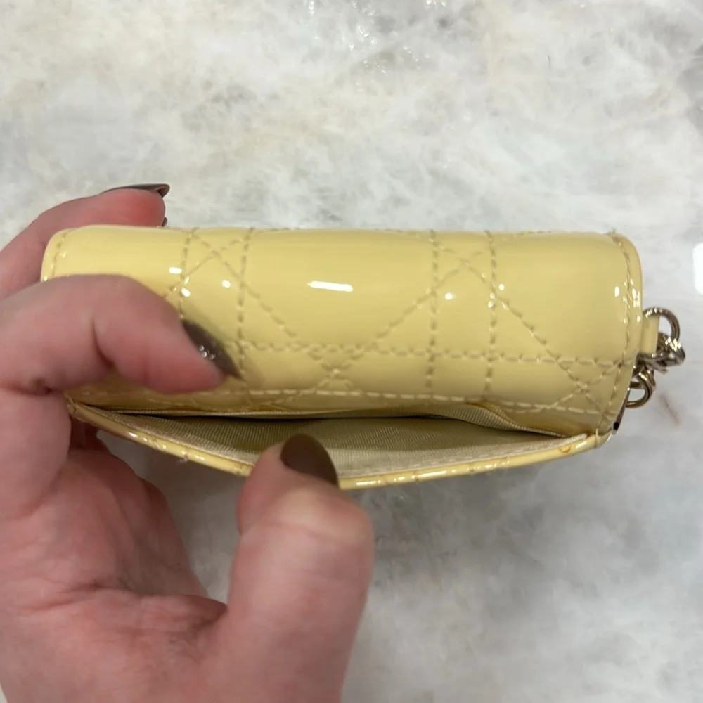 Christian Dior Lady Dior Lotus Cannage Patent Calf Leather Trifold Wallet